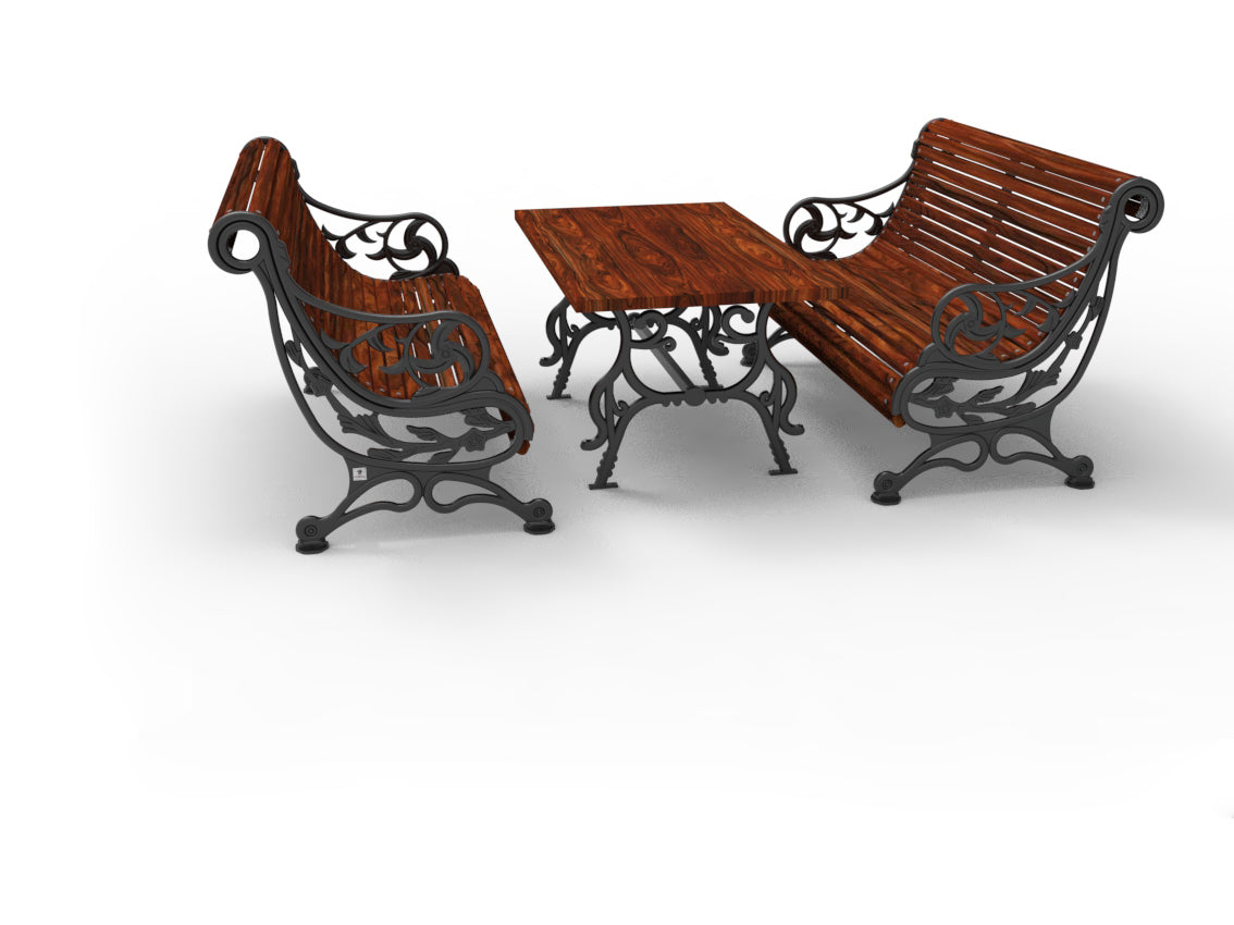 SEDORA Set tavolo con 2 panche con schienale (PSDS020 + 2×PKDA019)