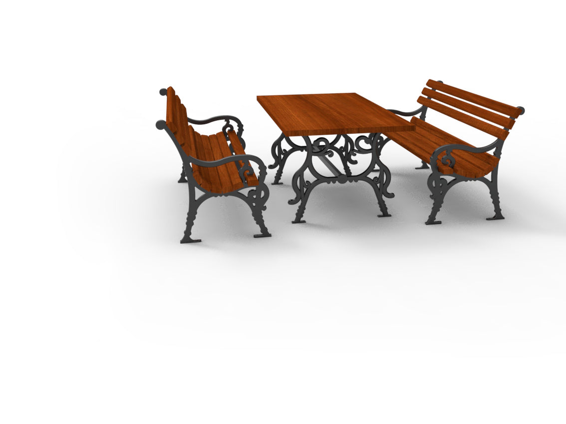 SEDORA Set tavolo con 2 panche con schienale (PSDS020 + 2×PKDA020-1)
