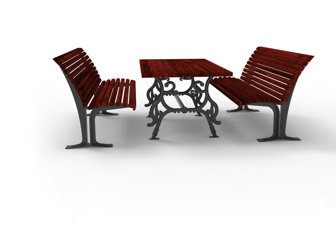 SEDORA Set tavolo con 2 panche con schienale (PSDS020 + 2×PKDA035)