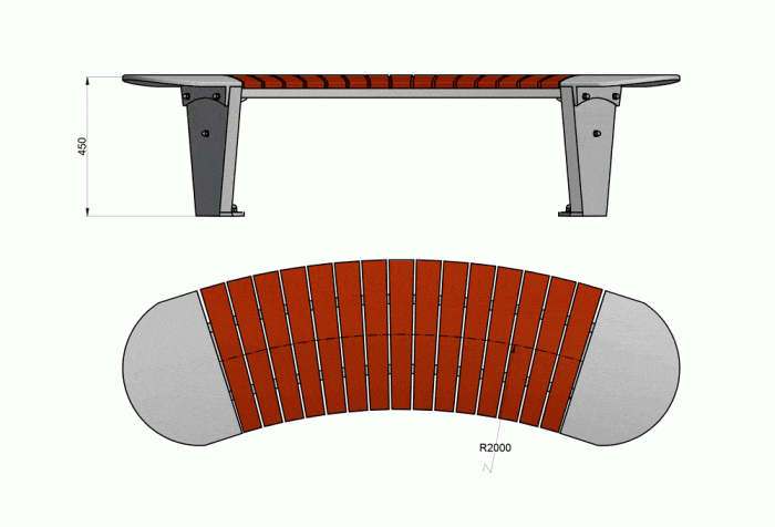 SEDORA Panchina Urbana di Design in Legno e Acciaio (PKDA015)