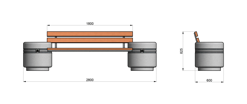 SEDORA Fioriera con panchina integrata dal design contemporaneo (GADB008)