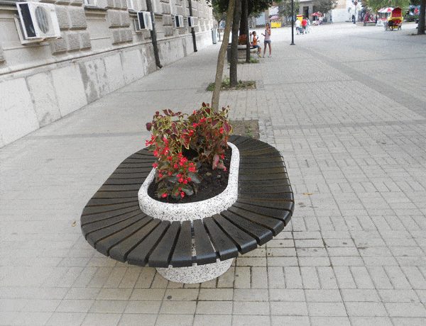 SEDORA Fioriera con panchina integrata dal design scultoreo (GADB010)