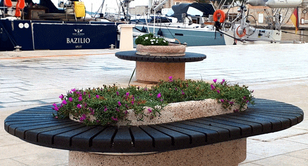 SEDORA Fioriera con panchina integrata dal design scultoreo (GADB010)